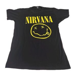 Tultex Nirvana 2012 Smiley Face Band Tee Shirt Grunge Pre Shrunk Adult SZ Med